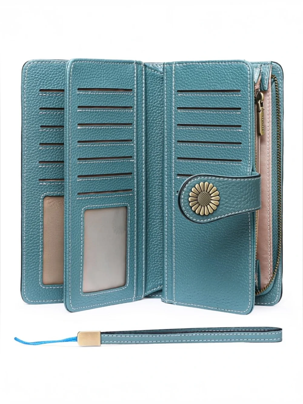 NEW 6981 Wallet Leather Large Capacity Wristlet Clutch Purse Credit Card Holder